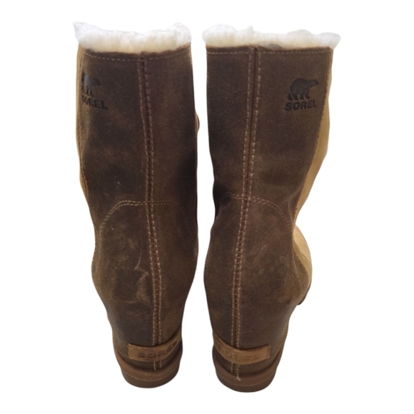 Sorel Joan Of Arctic Wedge II Shearling Boots Waterproof Leather Lace-up 9.5 - Picture 7 of 9
